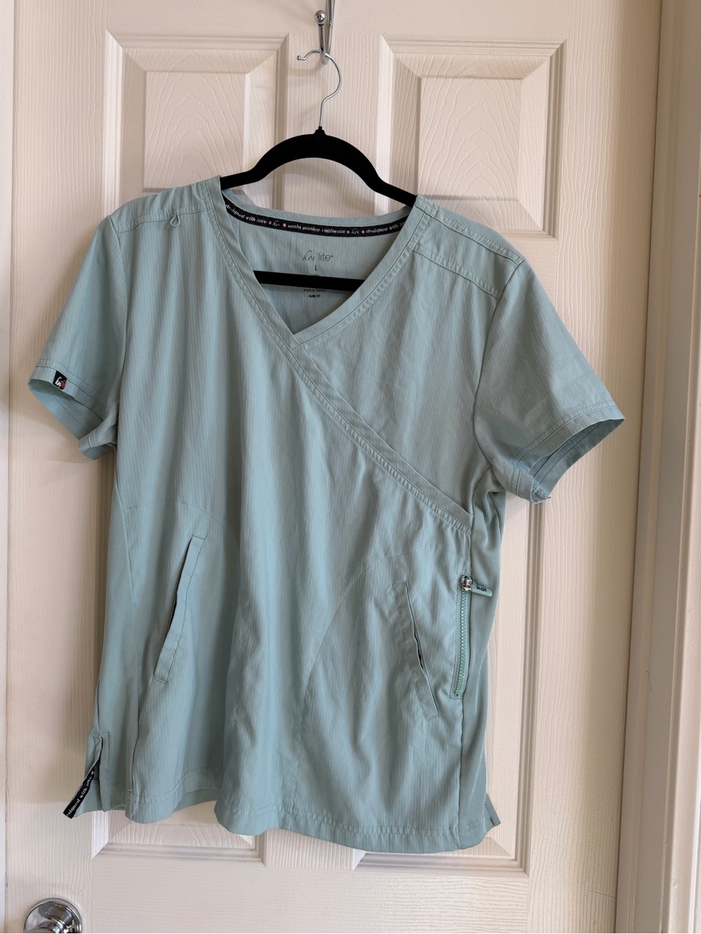 koi Women's Scrub Top in Light Aqua